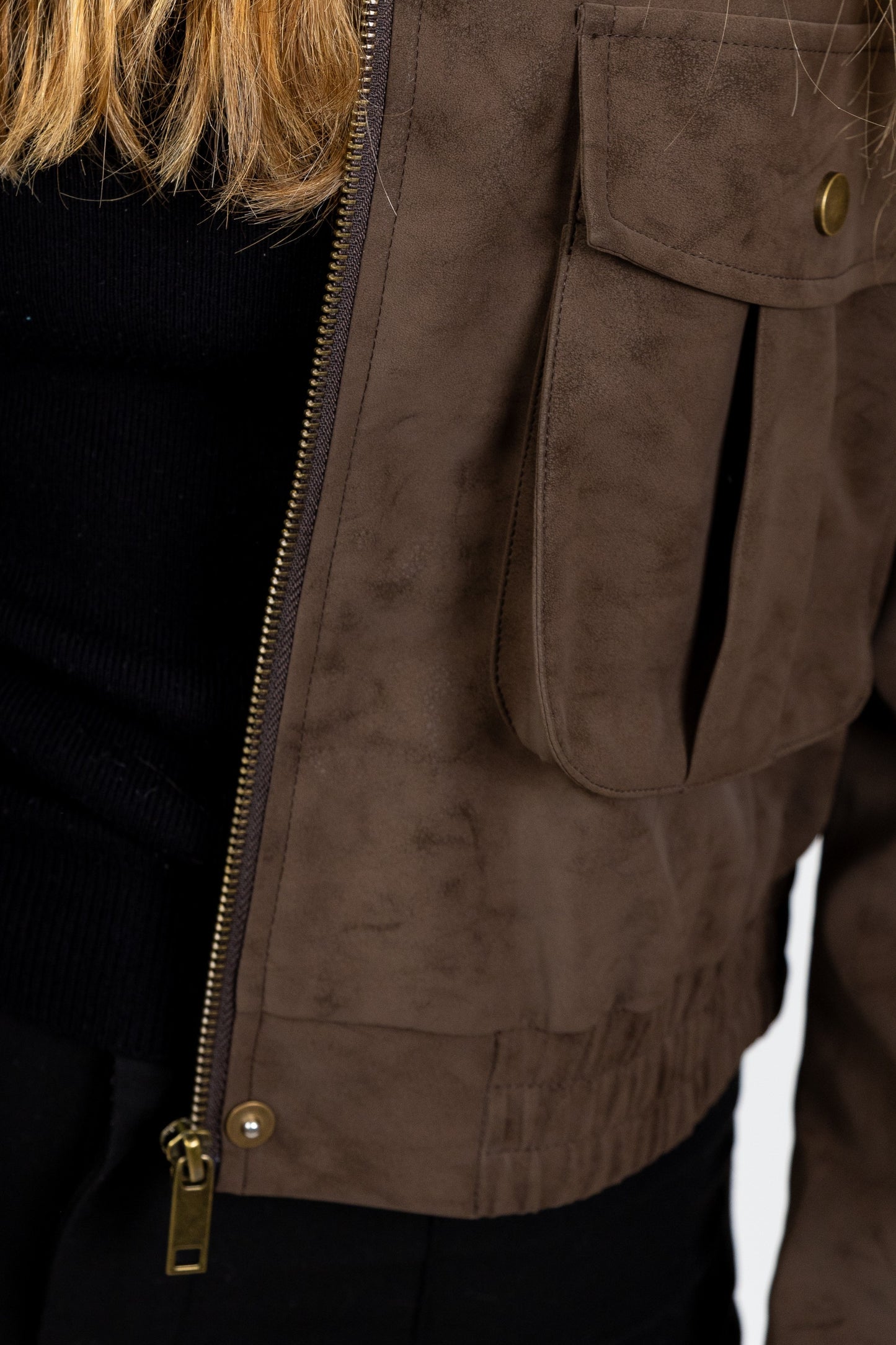 BLOUSON COURT EFFET DAIM