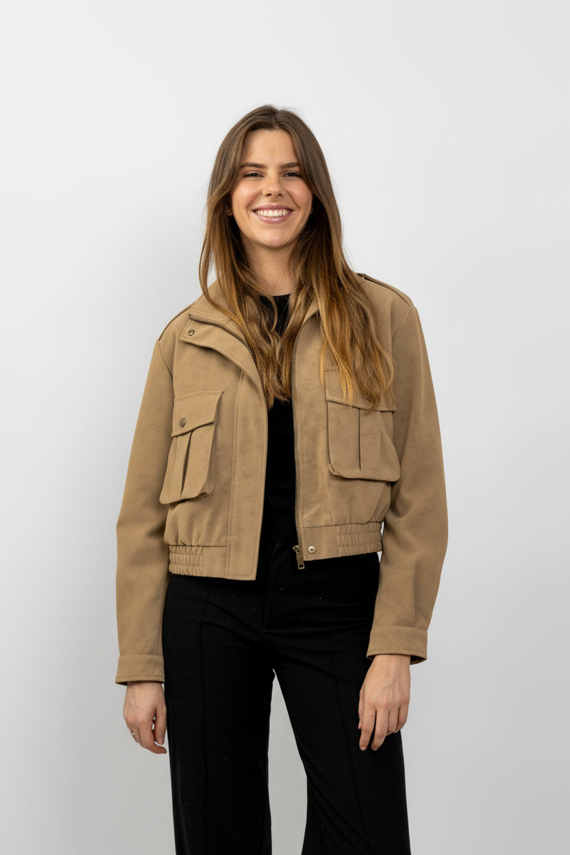 BLOUSON COURT EFFET DAIM