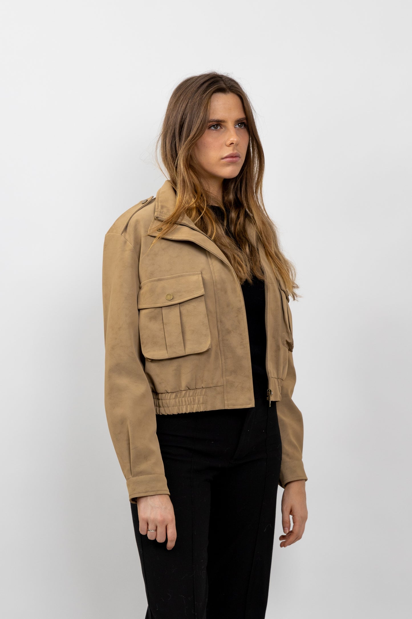 BLOUSON COURT EFFET DAIM