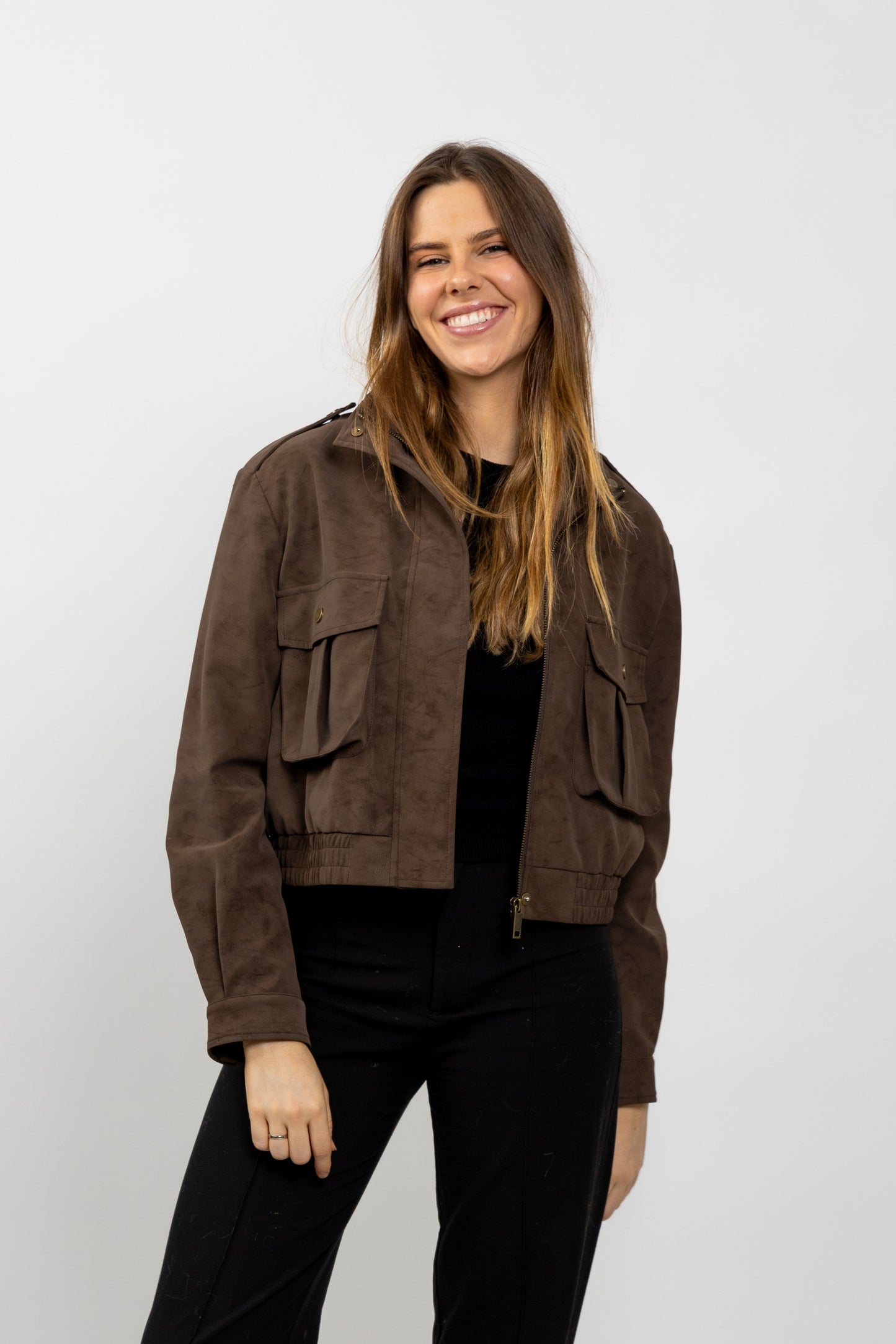 BLOUSON COURT EFFET DAIM