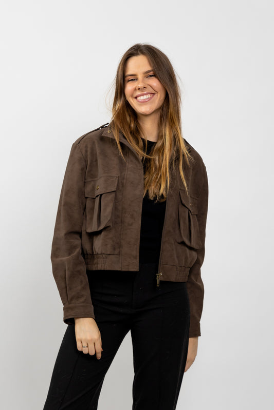 BLOUSON COURT EFFET DAIM