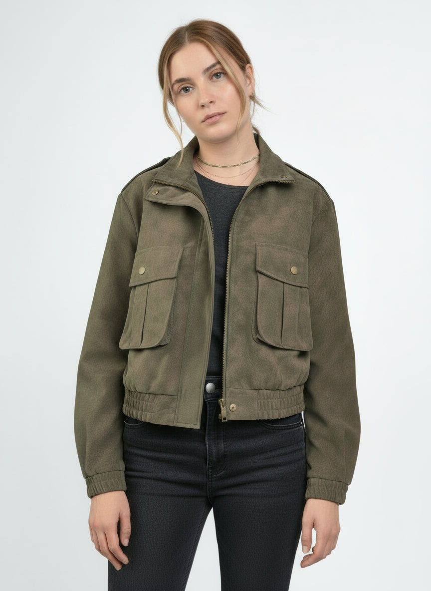 BLOUSON COURT EFFET DAIM