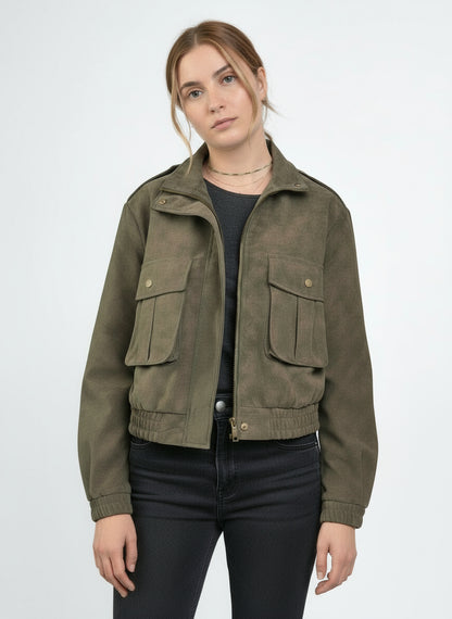 BLOUSON COURT EFFET DAIM