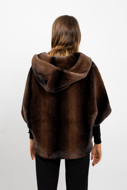 CAPE AVEC CAPUCHE EN FAUSSE FOURRURE