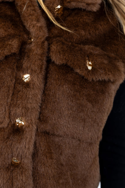 GILET SANS MANCHES  FAUSSE FOURRURE MOUTON