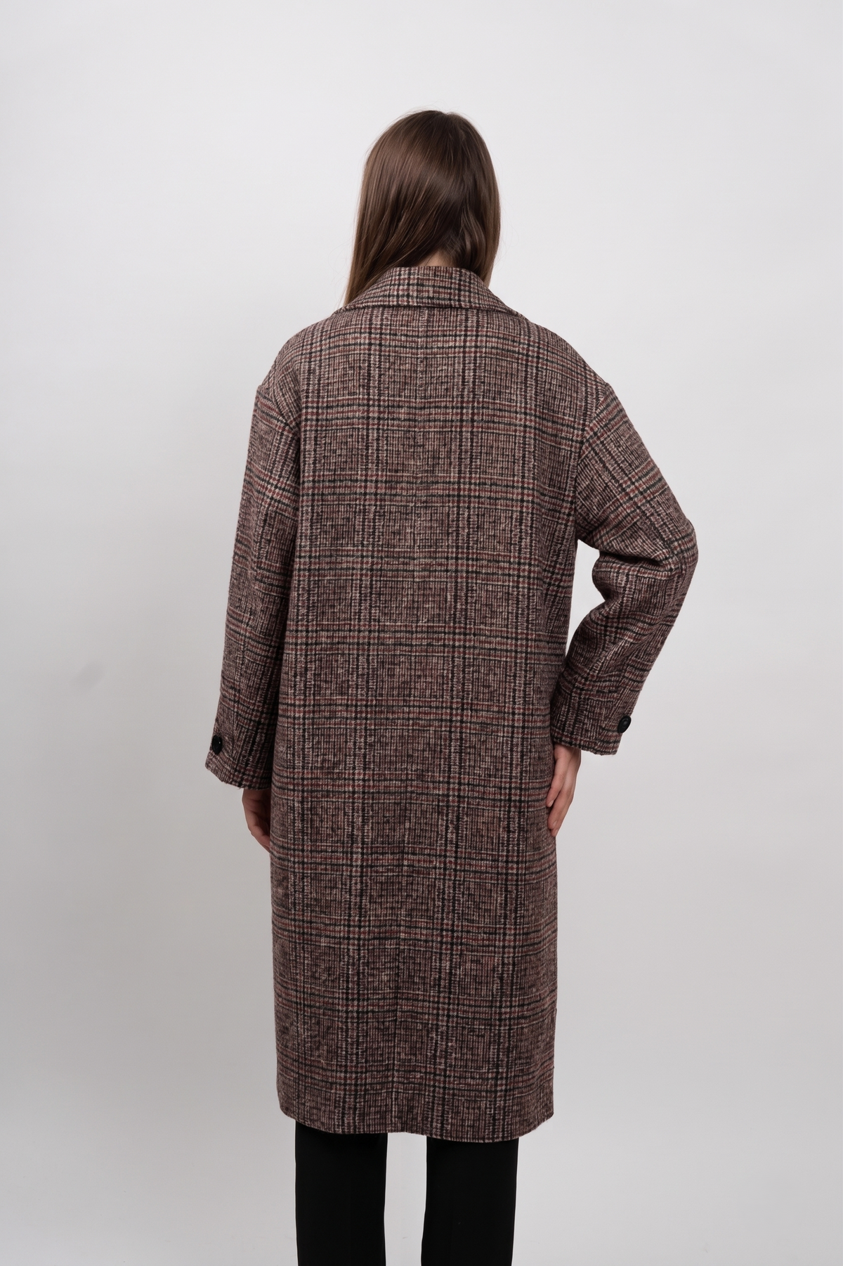 MANTEAU LONG EN LAINE À CARREAUX - K-ZELL PARIS