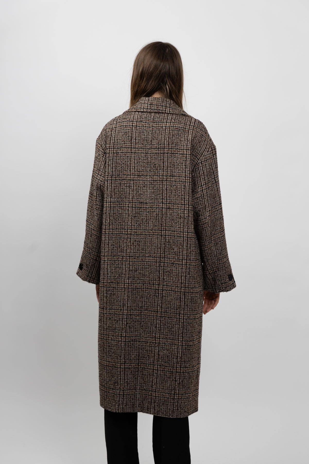 MANTEAU LONG EN LAINE À CARREAUX - K-ZELL PARIS