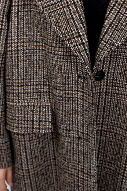 MANTEAU LONG EN LAINE À CARREAUX - K-ZELL PARIS