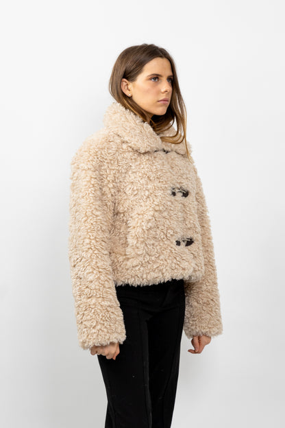MANTEAU COURT EN FAUSSE FOURRURE MOUTON - K-ZELL PARIS