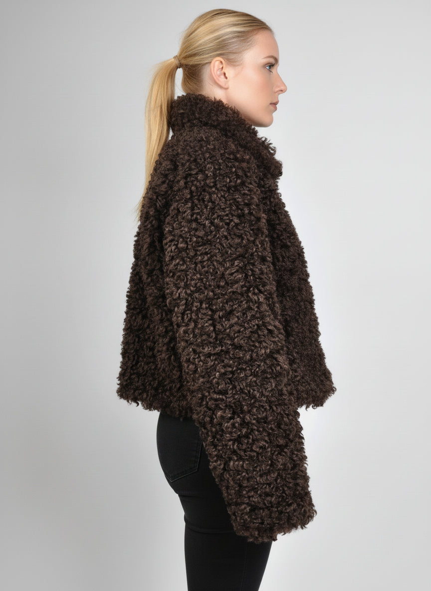 MANTEAU COURT EN FAUSSE FOURRURE MOUTON - K-ZELL PARIS