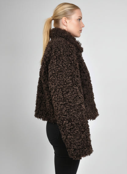 MANTEAU COURT EN FAUSSE FOURRURE MOUTON - K-ZELL PARIS