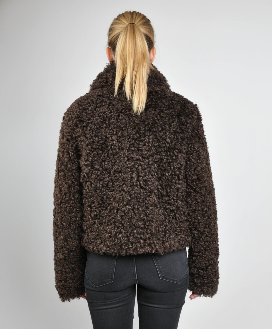 MANTEAU COURT EN FAUSSE FOURRURE MOUTON - K-ZELL PARIS