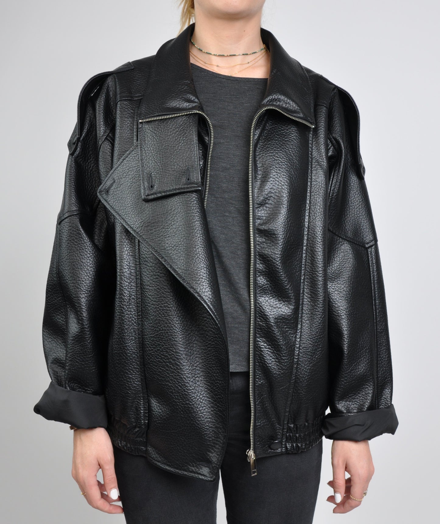 BLOUSON MOTARD EN SIMILICUIR
