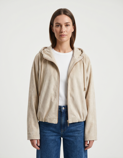 VESTE ZIPPÉE À CAPUCHE EFFET DAIM - K-ZELL PARIS