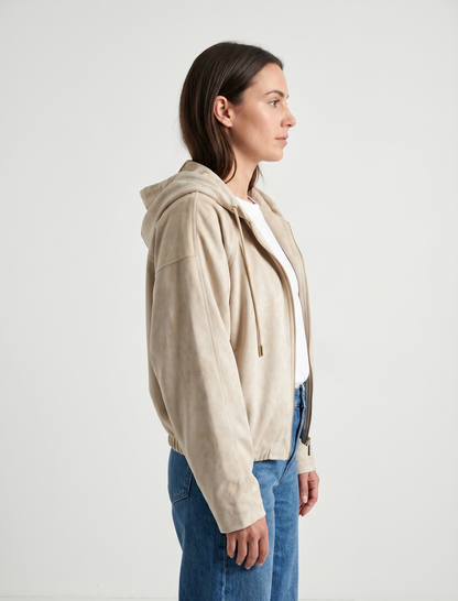 VESTE ZIPPÉE À CAPUCHE EFFET DAIM - K-ZELL PARIS