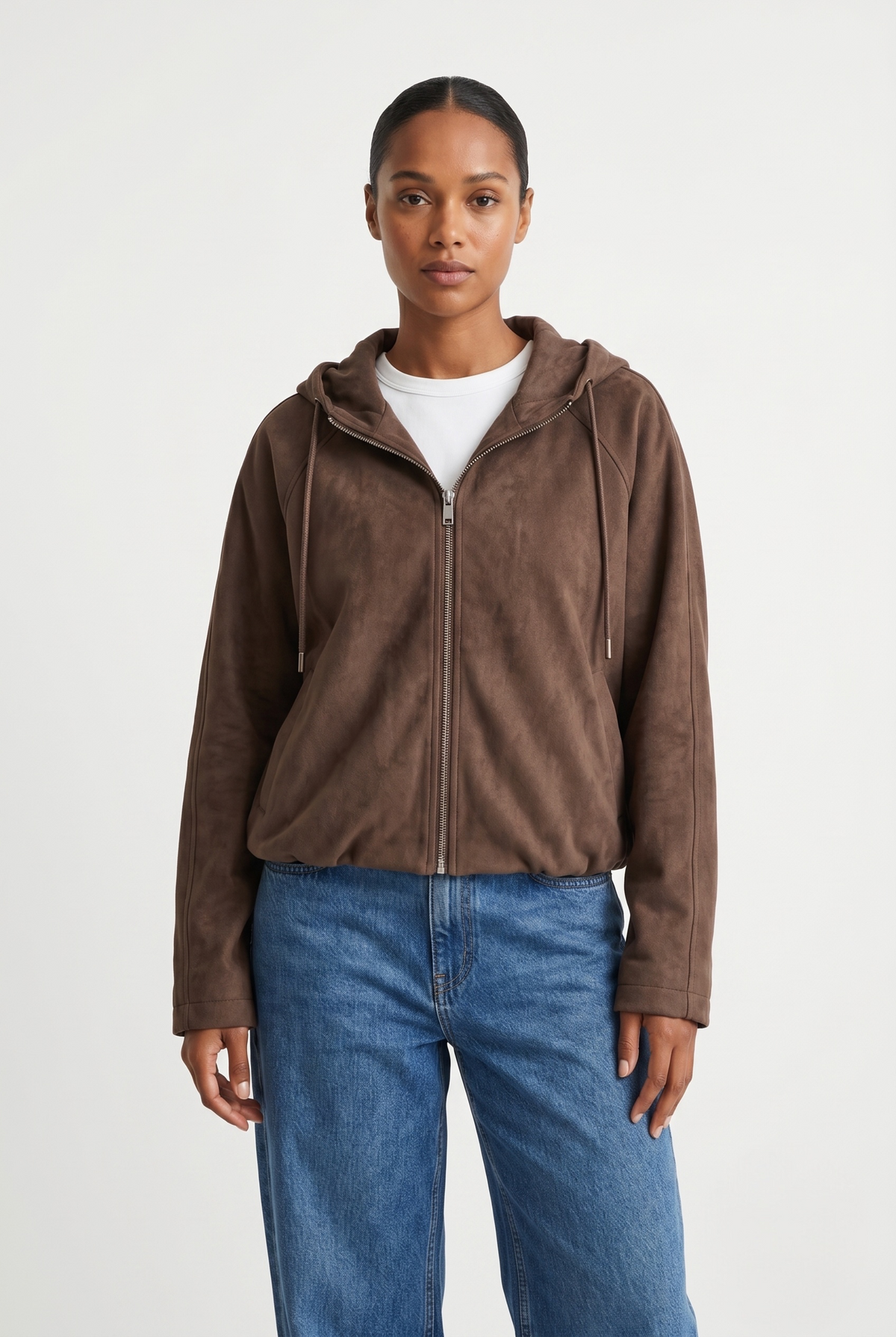 VESTE ZIPPÉE À CAPUCHE EFFET DAIM - K-ZELL PARIS