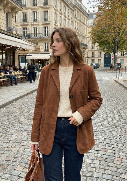 VESTE BLAZER EFFET DAIM