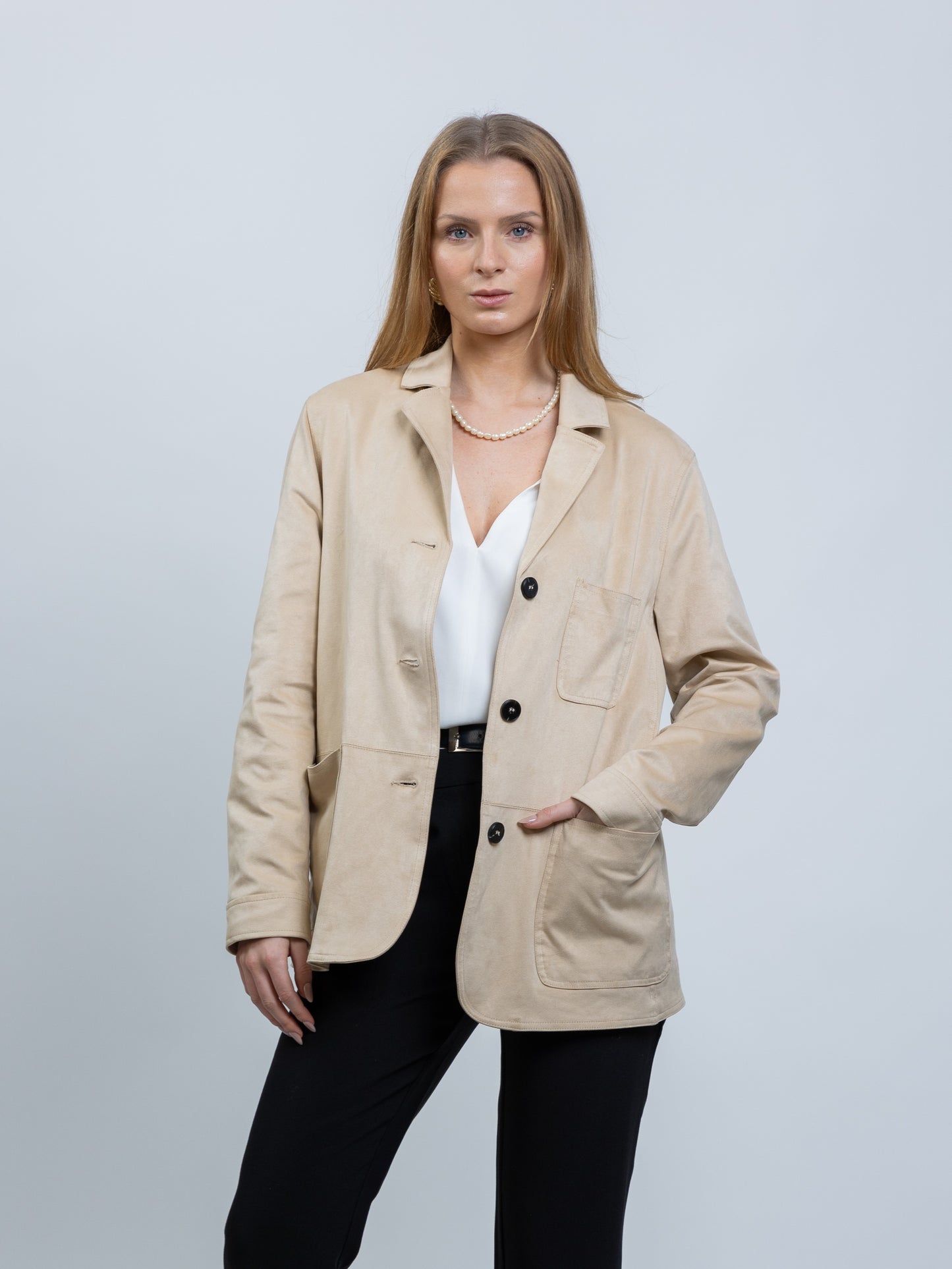 VESTE BLAZER EFFET DAIM