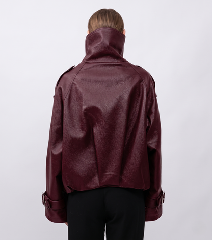 BLOUSON EN SIMILICUIR AVEC COL MONTANT - K-ZELL PARIS