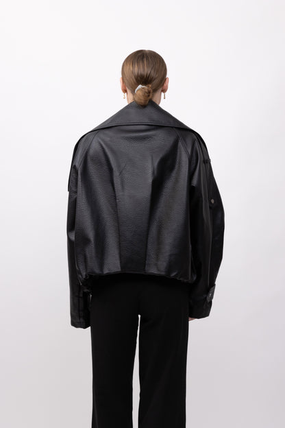BLOUSON EN SIMILICUIR AVEC COL MONTANT - K-ZELL PARIS