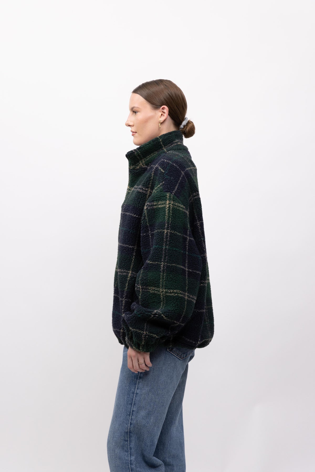 GILET EFFET MOUTON À CARREAUX