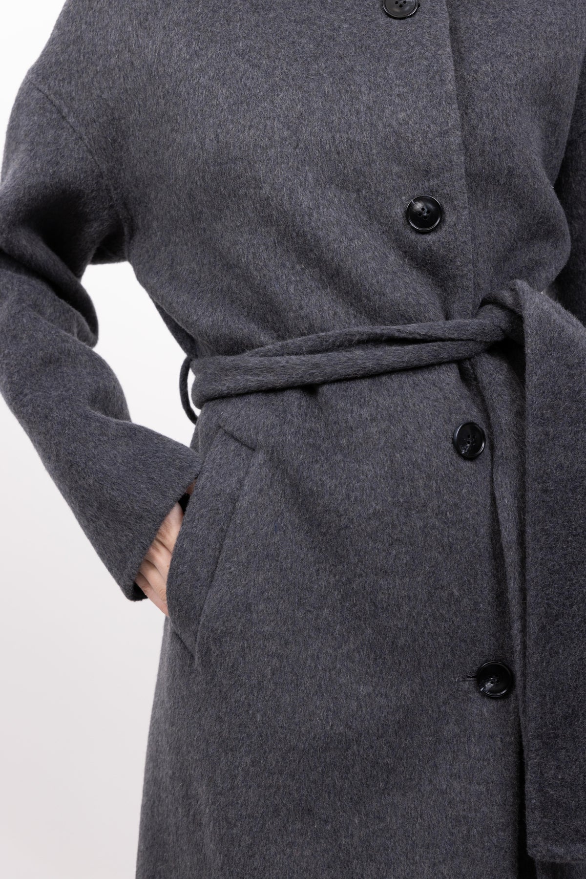 MANTEAU LAINE À COL MONTANT - FAIT MAIN - K-ZELL PARIS