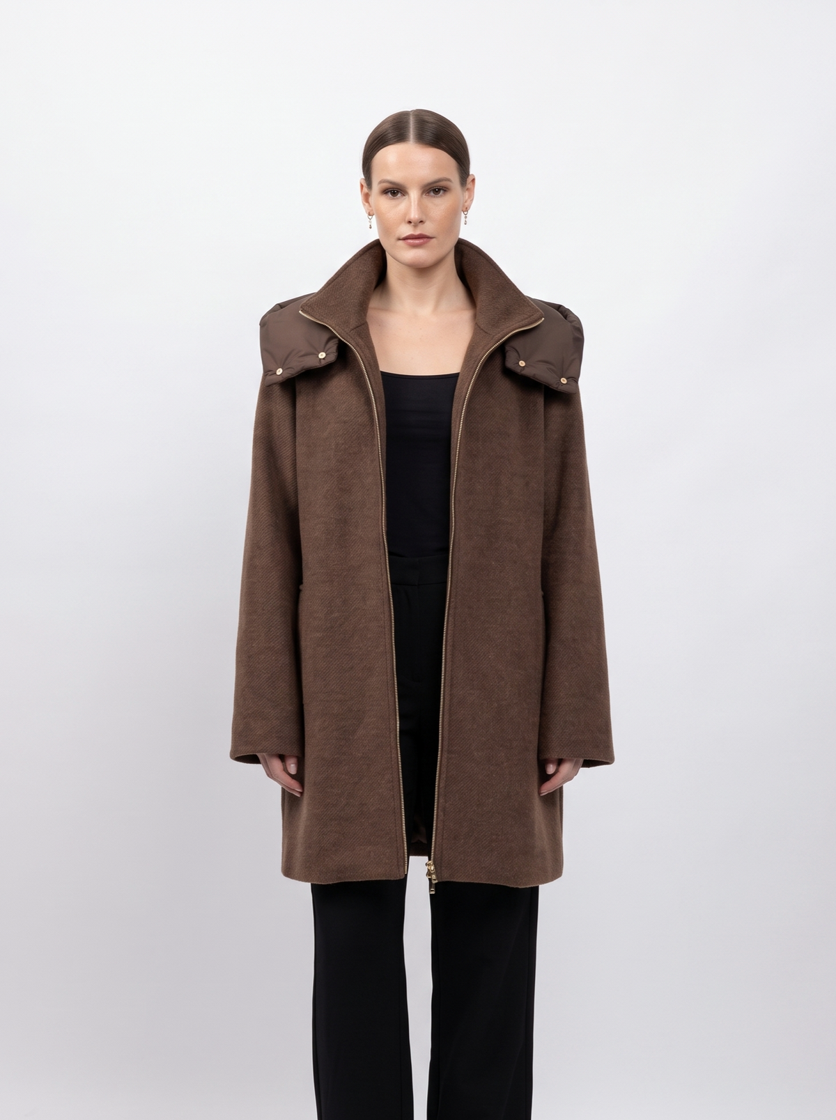 MANTEAU MI-LONG À CAPUCHE AMOVIBLE