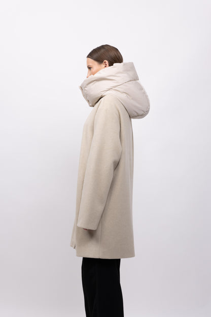 MANTEAU MI-LONG À CAPUCHE AMOVIBLE