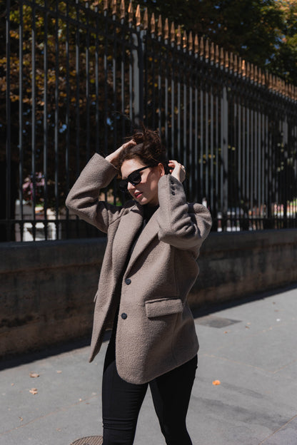 VESTE BLAZER OVERSIZE EFFET MOUTON