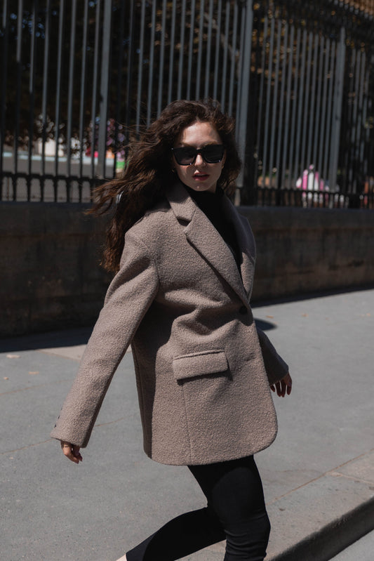 VESTE BLAZER OVERSIZE EFFET MOUTON
