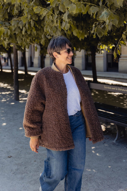 BLOUSON REVERSIBLE AVEC FAUSSE FOURRURE MOUTON