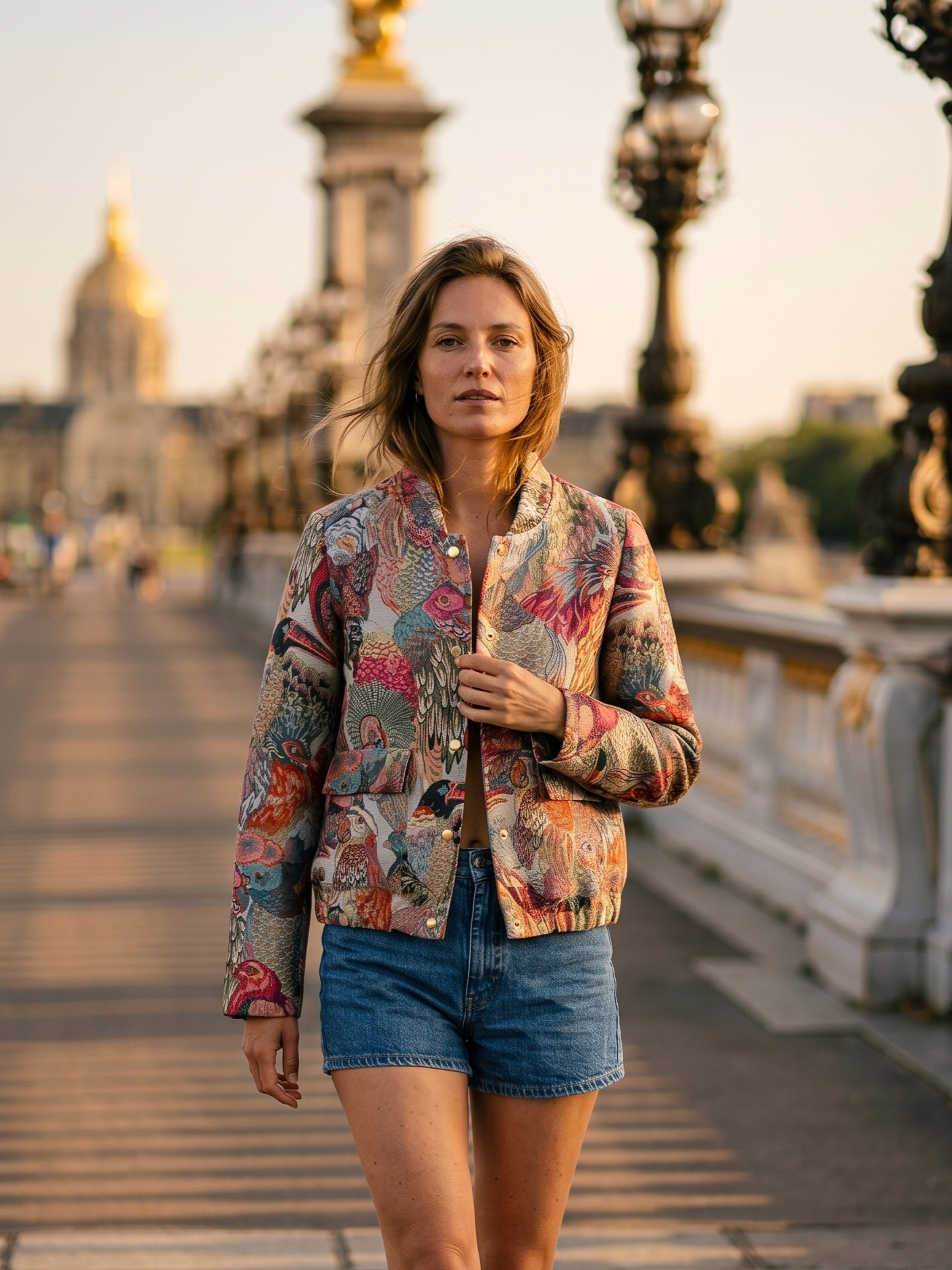 BLOUSON À MOTIF JACQUARD MÉTALLISÉ