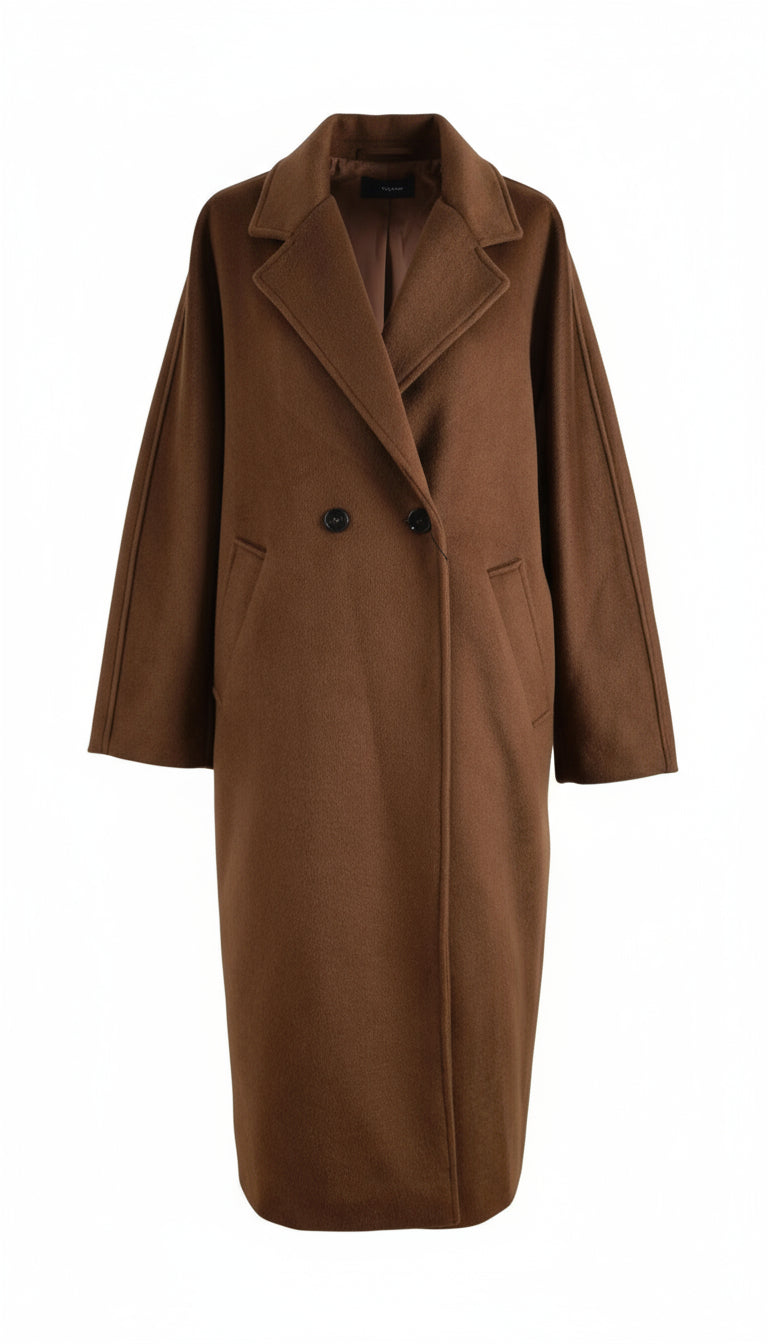 MANTEAU LONG EN LAINE MÉLANGÉE