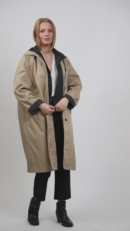 PARKA FAUX 2 PIÈCES AVEC CAPUCHE CONTRASTÉE