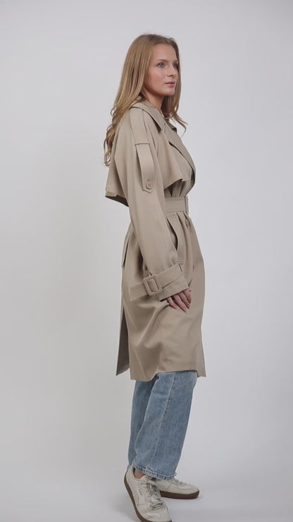 TRENCH LONG À CEINTURE
